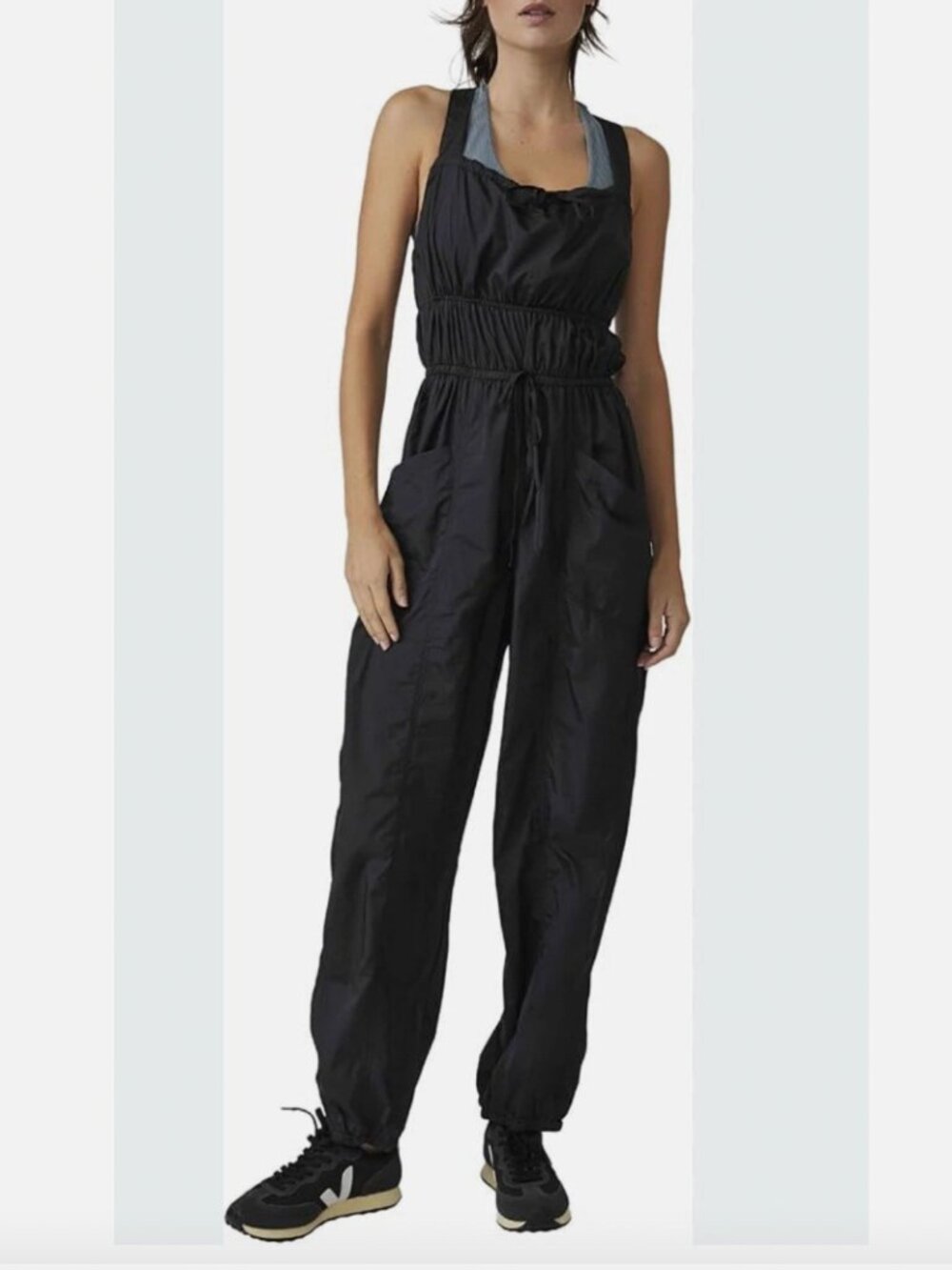 Lucky Brand Women's Cotton Cargo-Pocket Jumpsuit, Black, Size XXL, NWT